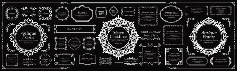 クリスマスのフレームセット、リースのデザイン、オーナメントや装飾デザイン。