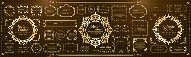 クリスマスのフレームセット、リースのデザイン、オーナメントや装飾デザイン。