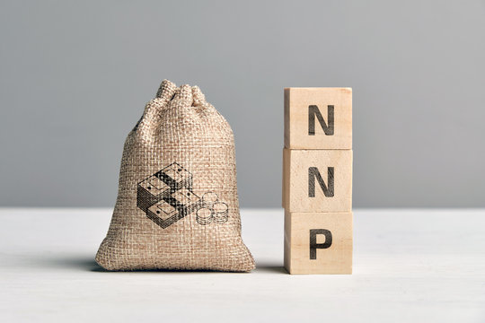 Concept of Net national product in a cloth bag