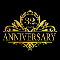 32, years, happy, birthday, anniversary, celebration, t-shirt design, vector, illustration, 