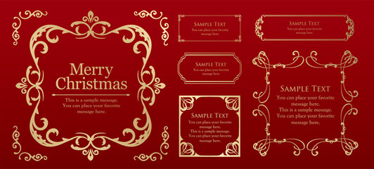 クリスマスのフレームセット、リースのデザイン、オーナメントや装飾デザイン。