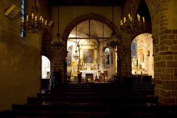 Medieval abbey cathedral fortress inside with chapel