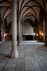 Fototapeta na wymiar Medieval abbey cathedral fortress inside with chapel