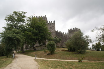 Panorama of Guimaraes castle, north of Portugal