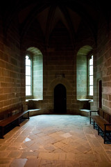 Fototapeta premium Medieval abbey cathedral fortress inside with chapel