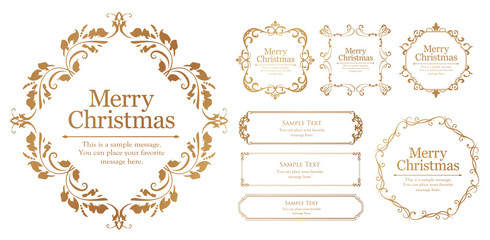 クリスマスのフレームセット、リースのデザイン、オーナメントや装飾デザイン。