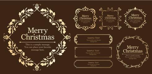 クリスマスのフレームセット、リースのデザイン、オーナメントや装飾デザイン。