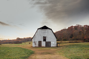 Old barn in autumn field © Holly