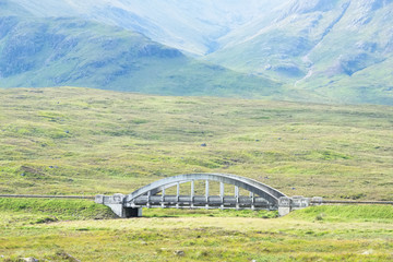 Rannoch Moor view of viaduct bridge and A82 road Scotland