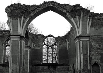 built in 1922, the Catholic Church of Saint Anthony, demolished by the German army in 1944 in the village of heifers in Podlasie, Poland