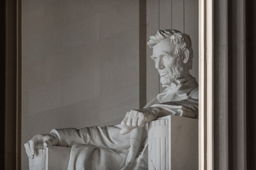 The statue of Abraham Lincoln in  Lincoln Memorial - Washington D.C. United States of America