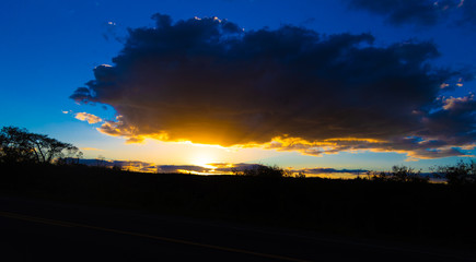 Rural landscape at dusk in the region of the Pampa Biome bordering Brazil and Uruguay