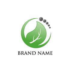 Green Foot in Round Shape Logo Concept