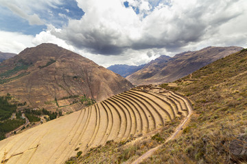 Fototapeta na wymiar The ruins of the ancient Inca city of Pisac, Peru.
