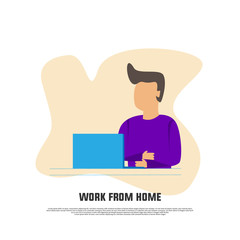 Illustration work from home flat design template isolated on white background