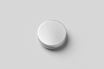 Metal cosmetic jar packaging mockup.