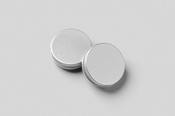 Metal cosmetic jar packaging mockup.