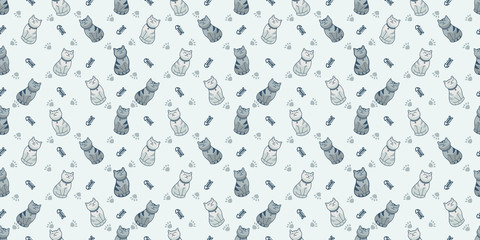 CUTE CAT SEAMLESS PATTERN CARTOON DOODLE COLLECTION