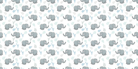 CUTE ELEPHANT SEAMLESS PATTERN CARTOON DOODLE COLLECTION