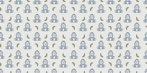 CUTE MONKEY SEAMLESS PATTERN CARTOON DOODLE COLLECTION