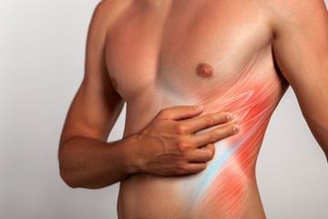 Fototapeta na wymiar Abdomen Intercostal pain, human anatomy