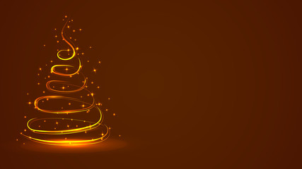 Abstract christmas tree background. Banner with the symbol of the Christmas tree with place for your design. Golden color