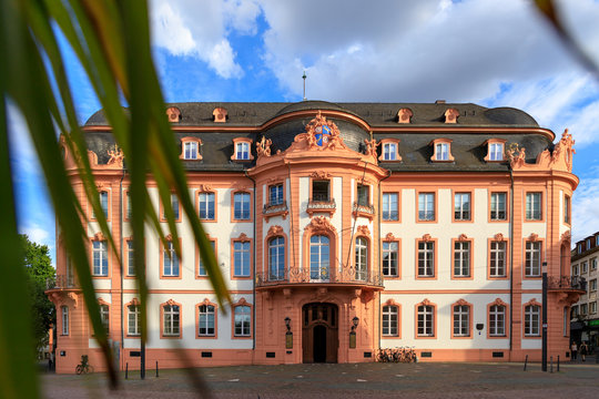 Osteiner Hof in Mainz at Schillerplatz with palm trees in the foreground