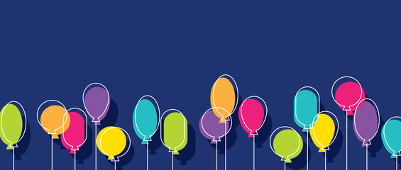 Birthday party background with colorful balloons. - obrazy, fototapety, plakaty