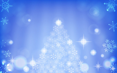 Fototapeta na wymiar キラキラ輝く雪の結晶のクリスマスツリーとオーロラ