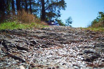 Camino de piedra hasta el coche