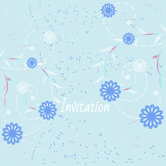 Greeting card design template. Gentle Flower card. Floral card for greetings or invitations. Flower pattern decoratively romantically abstraction illustration. Vector illustration.	
