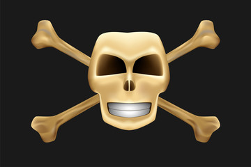 Vector skull with bones mesh affect