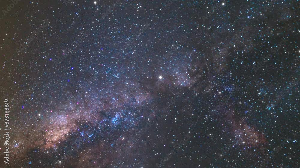 Wall mural slow flight through outer space towards unknown galaxies. night starry sky, milky way in beautiful n
