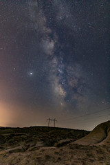 Fototapeta na wymiar Milky Way over Gobustan Hills