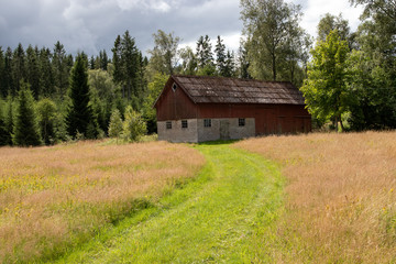 Red deserted house