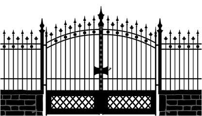 vector illustration of a wrought iron gate