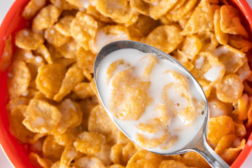 Breakfast cornflakes in a plate