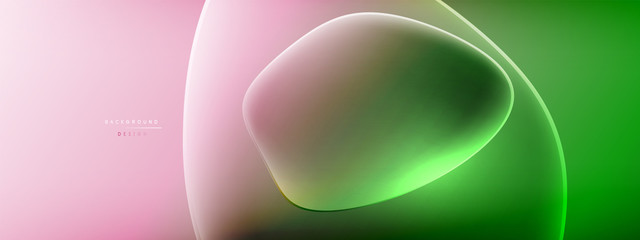 Vector abstract background - liquid bubble shapes on fluid gradient with shadows and light effects. Shiny design template for text