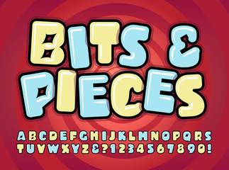 Bits and Pieces; An Original Cartoon Capitals Alphabet with a Childlike or Retro Comic Vibe.