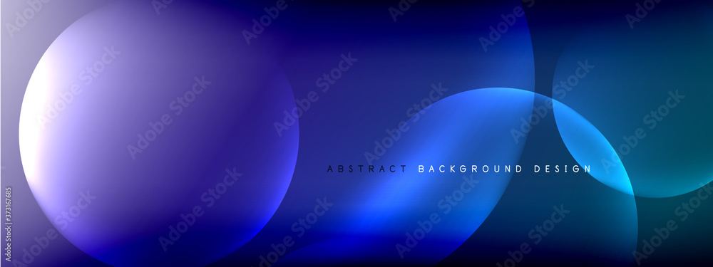 Aufkleber Vector abstract background liquid bubble circles on fluid gradient with shadows and light effects. Shiny design templates for text