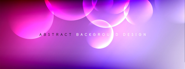 Vector abstract background liquid bubble circles on fluid gradient with shadows and light effects. Shiny design templates for text