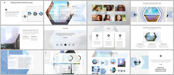 Vector templates for website design, presentations, portfolio. Templates for presentation slides, flyer, leaflet, brochure cover, report. Corporate identity business concept background with hexagons.