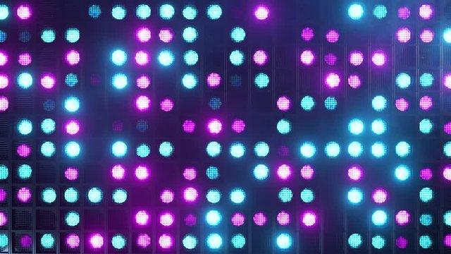 Flicker wall lights. Flashing lights Lanterns for clubs and discos. Matrix beam headlights. Nightclub halogen lamp. Modern neon spectrum. Seamless loop 3d render