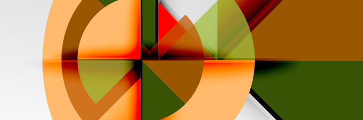 Obraz premium Bright color circles, abstract round shapes and triangles composition with shadow effects. Vector modern geometric design template