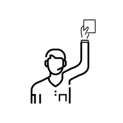 Soccer referees holding red and yellow card.