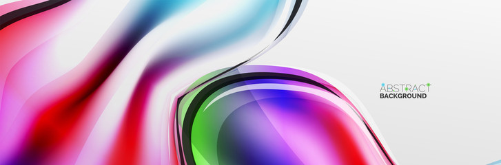 Vector abstract background, flowing liquid style bubble with metallic, color quicksilver chrome texture and color glow effects