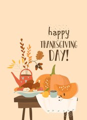 Still life with pumpkin and autumn elements. Happy Thanksgiving day