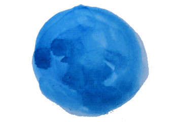 Blue watercolor hand paint texture, isolated on white background. Abstract ultra blue and deep blue watercolor hand painting banner outer of circle shape for decoration artwork.