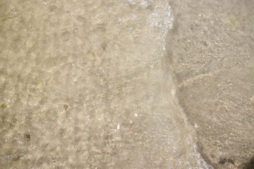 Close up shot of a wave rolling on the shore