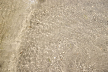 Close up shot of a wave rolling on the shore